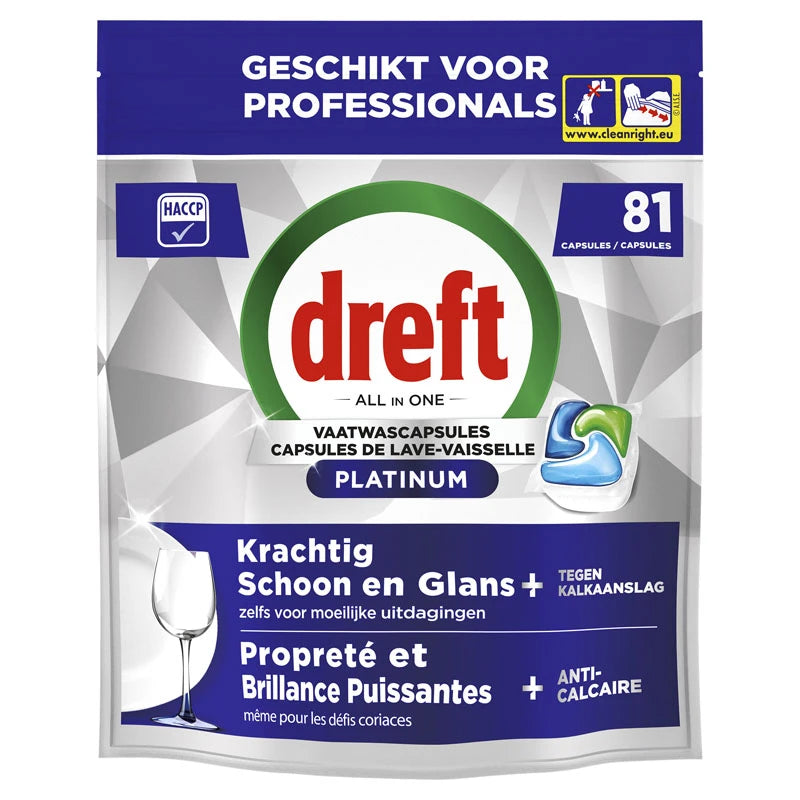 DREFT PROFESSIONAL Platinum Vaatwastabletten Regular 3x81 stuks