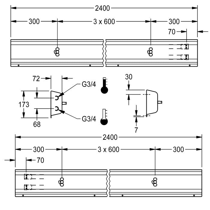 DELABIE AQFU0218 - 2400 mm