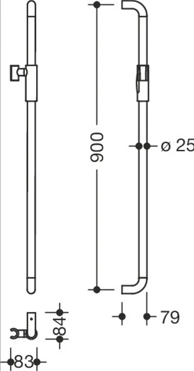 HEWI 480.33M00170 UN - 900 mm