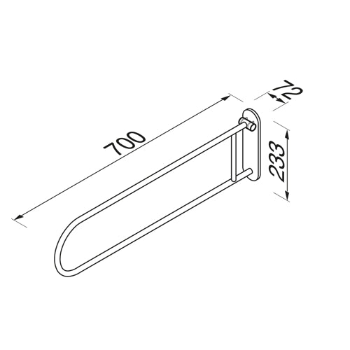 GEESA 915804-02 COMFORT folding toilet support rail 700 mm