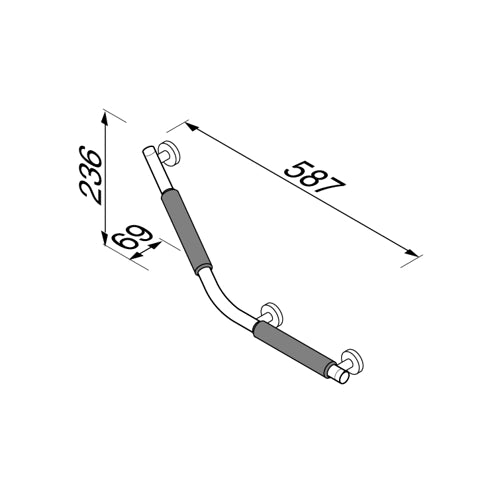 GEESA 915809-62-L COMFORT Safety grab rail 135°, left
