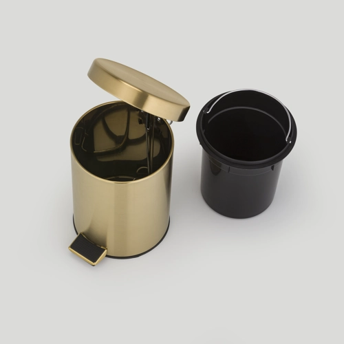 GEESA 91634-07 HOTEL BRUSHED GOLD pedal bin 3 liter freestanding