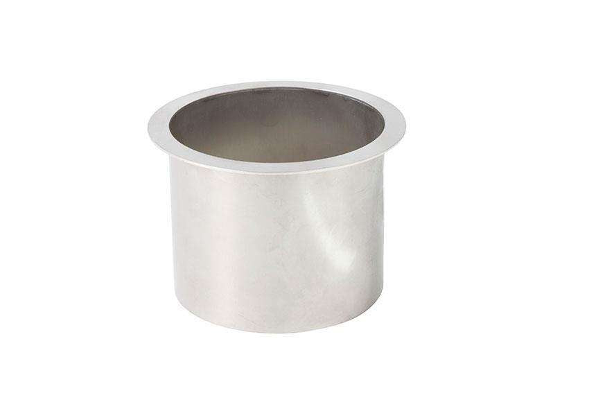 Interior stainless steel waste chute round - ø150mmx125mm with flat flange 15mm - ø180mm