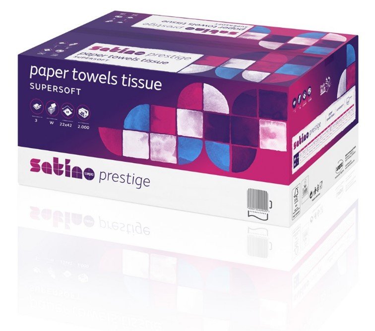 OUTLET Satino by WEPA 274940 Interfold paper towels 2000 sheets - 3 ply 22x42 2000 sheets