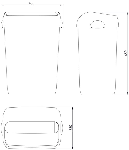 WHITE semi-open waste bin 55 litres