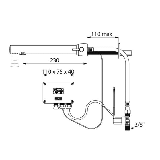 DELABIE 379MCHB BLACK BINOPTIC MIX electronic mixer tap