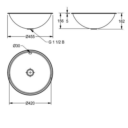KWC RNDH420, round washbasin