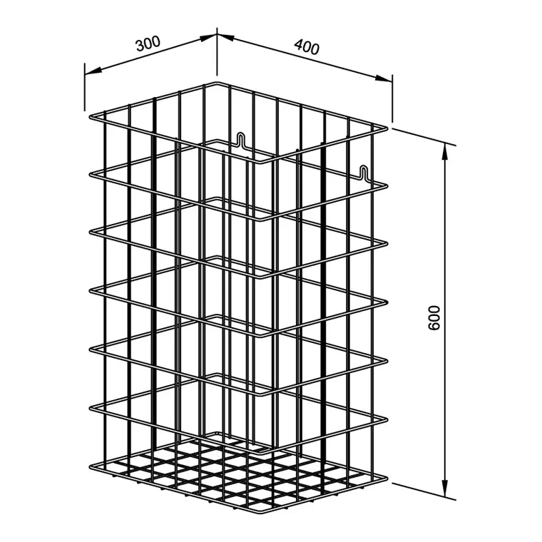WAGNER-EWAR WP 150-2 litter bin plastic-coated steel wire (RAL7036) 400 x 600 x 300 mm approx. 72L