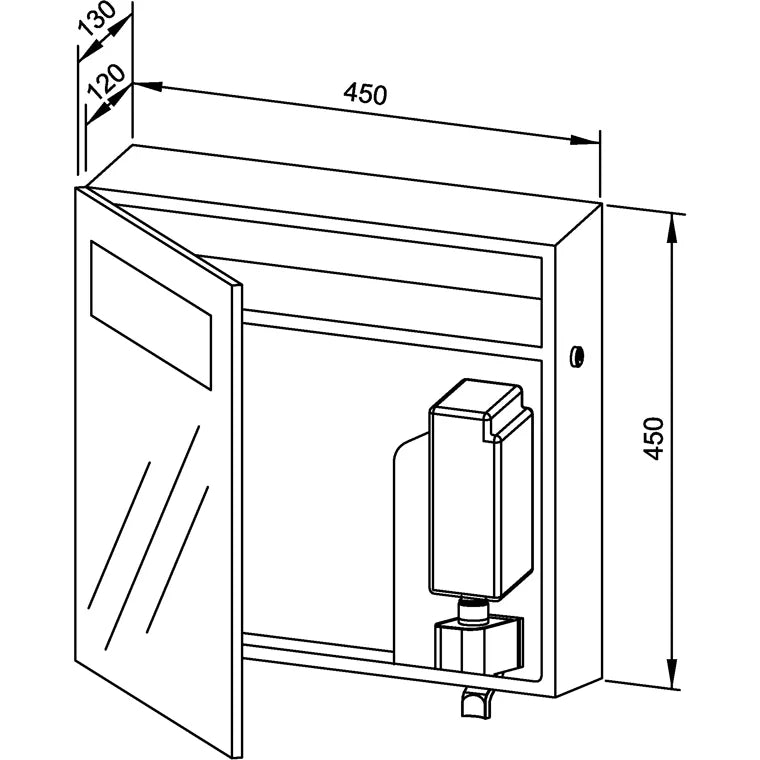 WAGNER-EWAR WP 600 Mirror Cabinet Combination with Soap and Paper Dispenser 450 x 450 x 130 mm