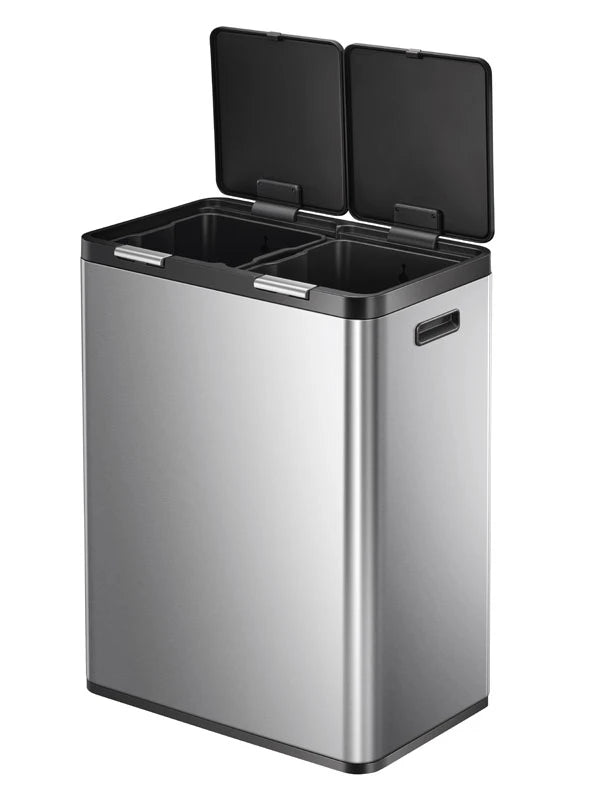 Essential Touch Recycler 2 Waste Bin 30+30 litre, EKO - matt stainless steel