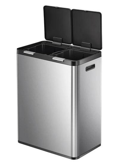 Essential Touch Recycler 2 Waste Bin 30+30 litre, EKO - matt stainless steel