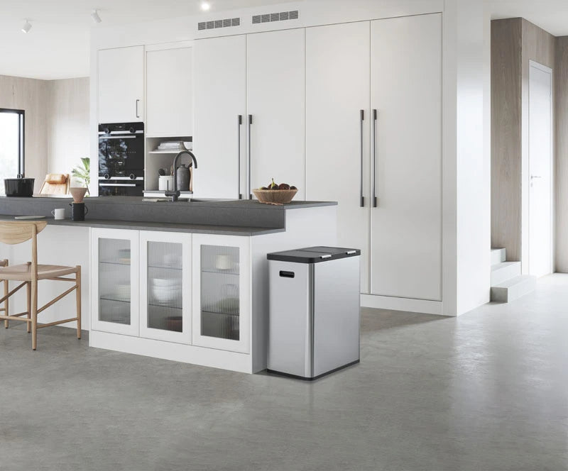 Essential Touch Recycler 2 Waste Bin 30+30 litre, EKO - matt stainless steel