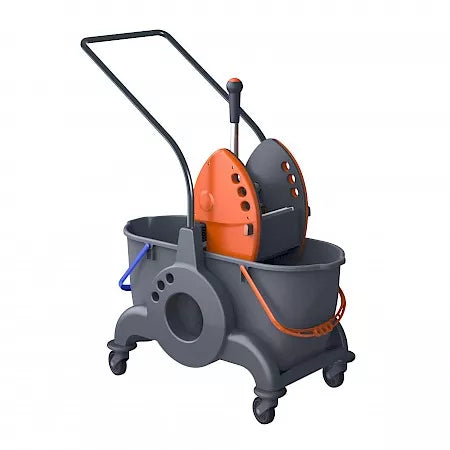Giotto duo mop bucket 2x25 litre with mops and push bar