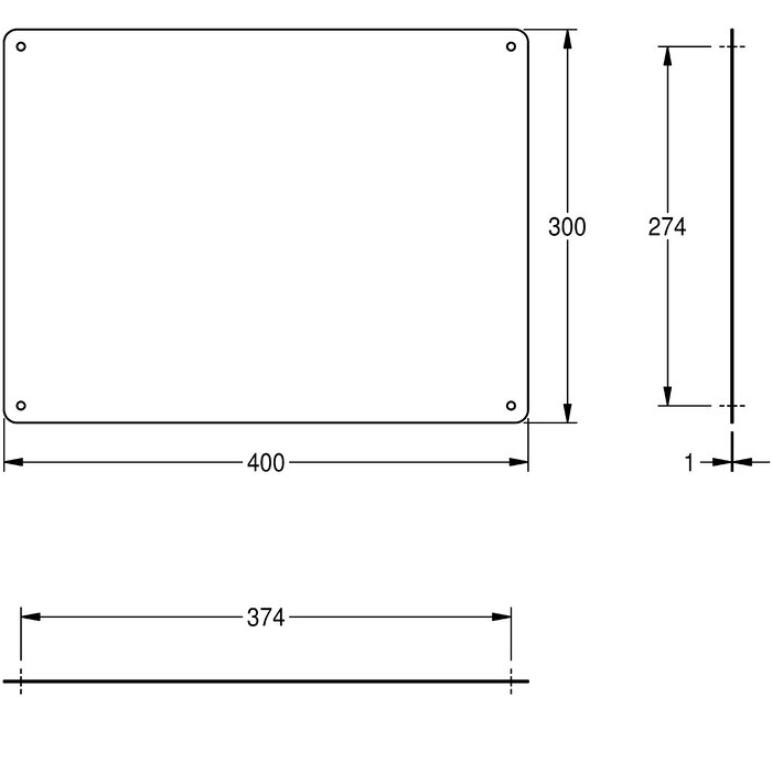 KWC CHRH401 stainless steel mirror 400x300x1 mm