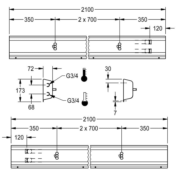 DELABIE AQFU0222 - 2100 mm