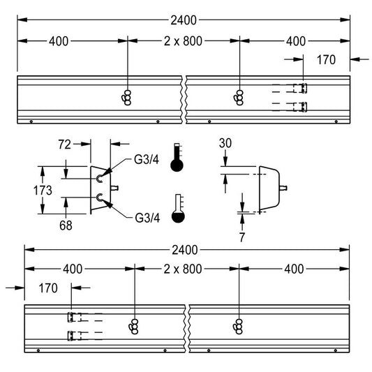 DELABIE AQFU0227 - 2400 mm
