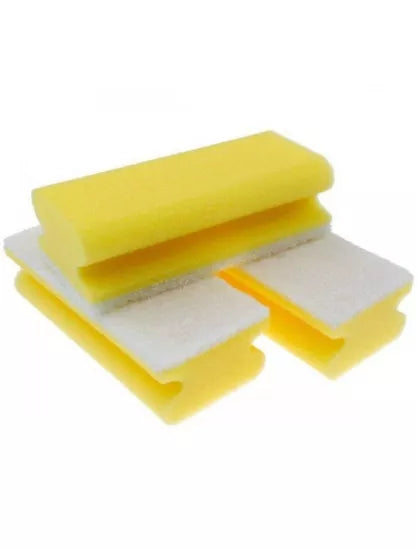Sponge scourer with handle 15x7x4.5cm 10 pieces white yellow