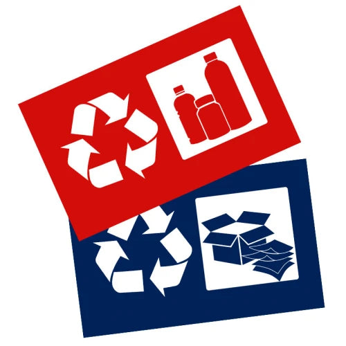 Stickerset afvalscheiding - rood, blauw