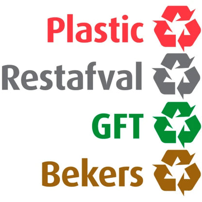 Recycling sticker set NL for Carro - grey, red, yellow, green