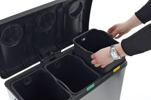 Rejoice recyklační pedálový koš 12+12+12 litrů, EKO – matná nerezová ocel