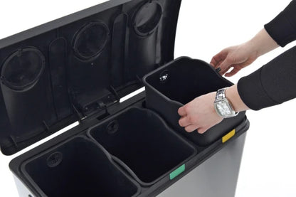 Rejoice recyklační pedálový koš 12+12+12 litrů, EKO – matná nerezová ocel