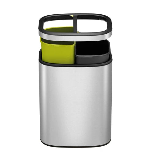 OLI-Cube Open Top Bin 10+10 liters, EKO - matt stainless steel