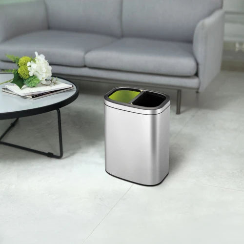 OLI-Cube Open Top Bin 10+10 liters, EKO - matt stainless steel
