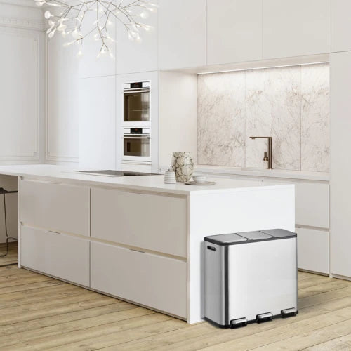 EcoCasa 1 Pedal Bin 15+15+15 litre, EKO - matt stainless steel