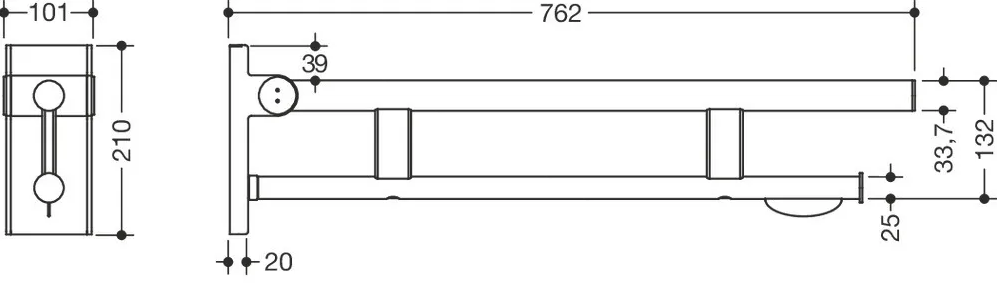 HEWI 900.50.40770 DP - 750 mm