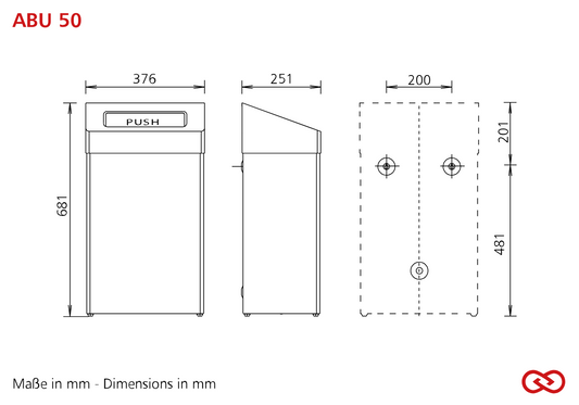 SANTRAL CLASSIC ABU 50 E ST closed waste bin 50 litres