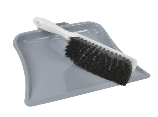 Dustpan and brush set metal and hand brush mixed hair