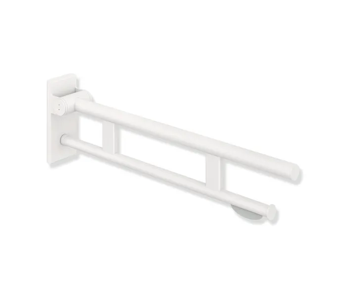 HEWI 900.50.10660 DX fold-up support rail Duo 700mm with toilet roll holder deep matt white