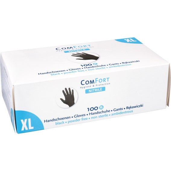 OUTLET Comfort nitrile gloves black powder-free 4 gram size XL