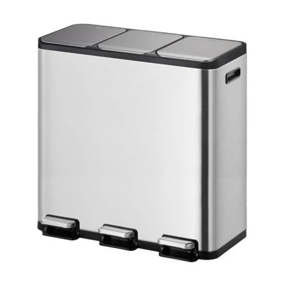 EcoCasa 1 Pedal Bin 15+15+15 litre, EKO - matt stainless steel