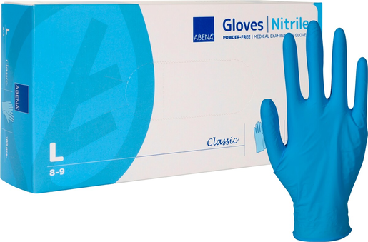 ABENA handschoen Nitril blauw maat L 4,5 gram 10 doosje a 100 stuks