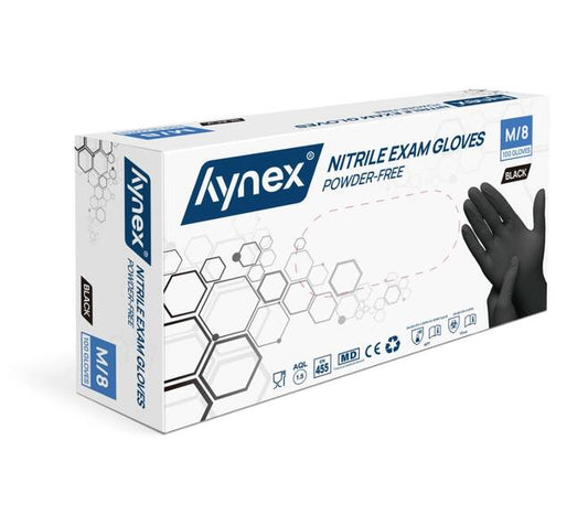 HYNEX 10 doosjes a 100 stuks handschoen Nitril zwart maat M