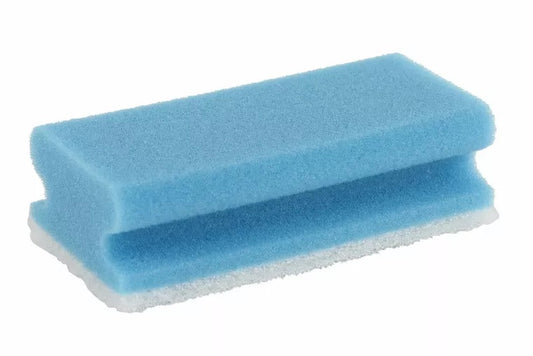 Scouring sponge with handle 15x7x4.5cm 10 pieces white blue