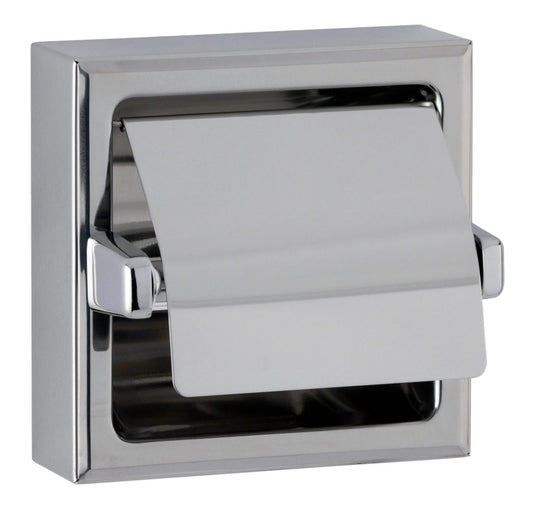 BOBRICK B-6699 surface-mounted toilet roll holder with hood, high-gloss polished, for 1 roll