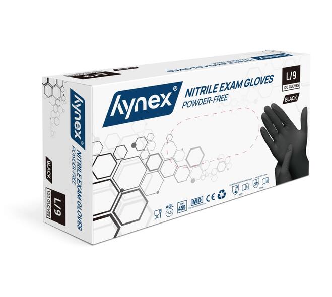 HYNEX 10 box of 100 black Nitrile gloves size L