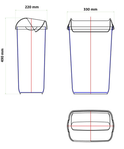 PL-line BLACK half-open waste bin 23L