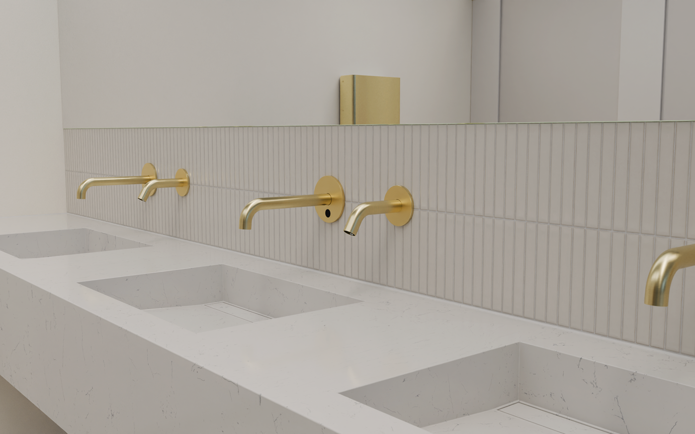 d line QST3370MP3 recessed sensor soap dispenser brass PVD
