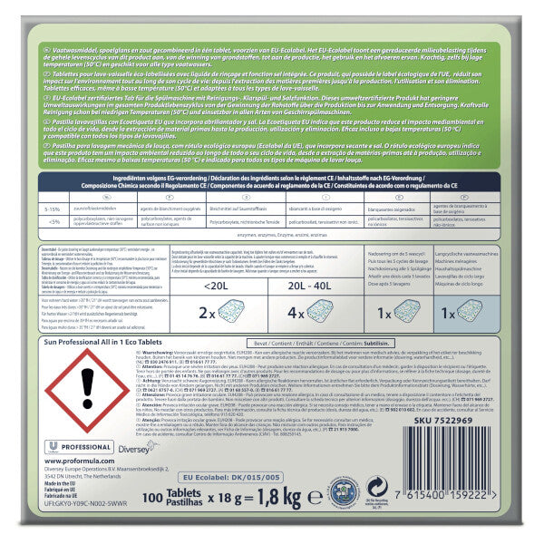 Sun All-in-1 ECO Dishwasher Tablets (100 tablets)
