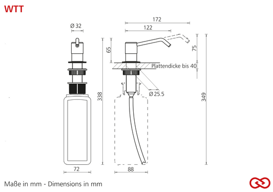 Ingo-top WTT 12 Built-in soap dispenser 1000 ml.