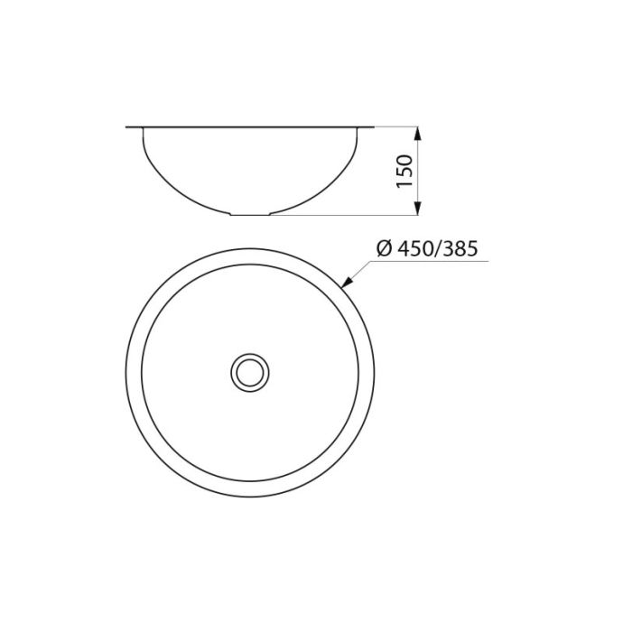 DELABIE 120490BK HEMI built-in washbasin Ø 385 without tap hole