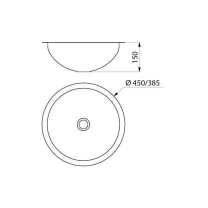 DELABIE 120490BK HEMI built-in washbasin Ø 385 without tap hole