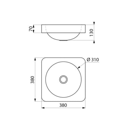 DELABIE 120650BK QUADRA surface-mounted washbasin without tap hole
