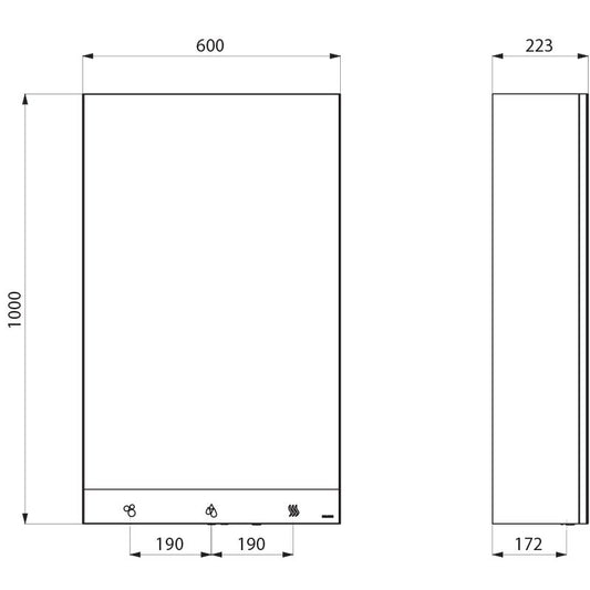 DELABIE 510203 4-in-1 Mirrored Cabinet 600 mm Tap, Soap Dispenser, Hand Dryer
