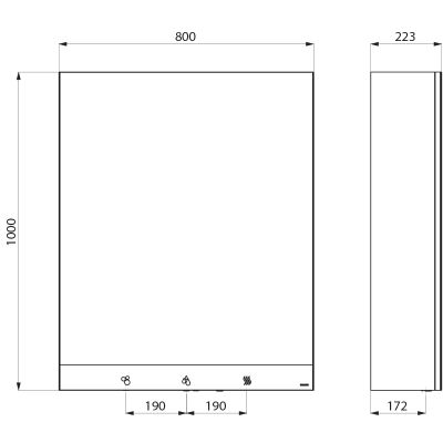 DELABIE 510206 4-in-1 mirror cabinet 800 mm faucet, soap, towel dispenser