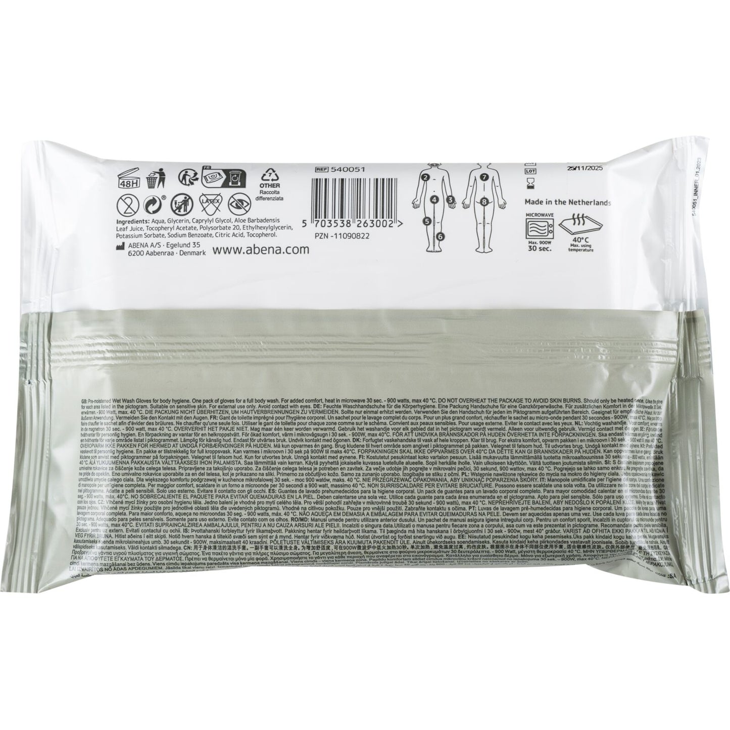 Abena Premium Wet wash gloves nourishing washing unscented 30x8 pieces per box