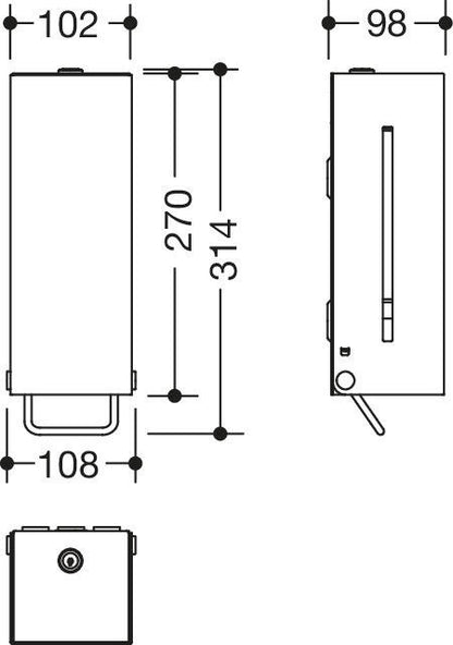 HEWI 900.06.004XA Stainless steel soap dispenser 600 ml